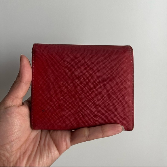 Prada Red Saffiano Leather Compact Wallet - Picture 2 of 8